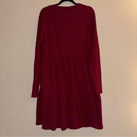 Aislinn Clothing Women’s Burgundy Textured A-Line Long-sleeve Dress Size 3X - Picture 5 of 7